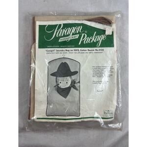 Cowgirl Laundry Bag Kit to Embroidery Appliques Paragon Needlecraft New 60s 70s